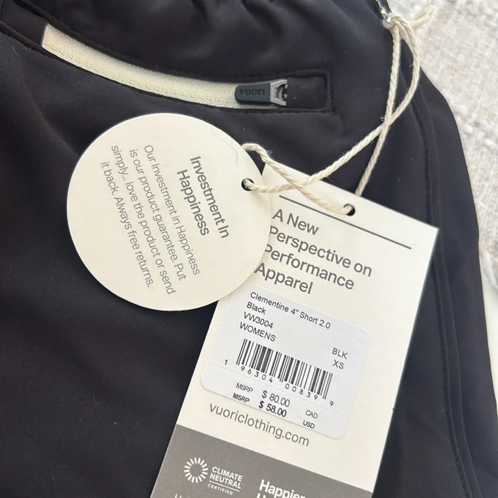 Vuori Black Women's Athletic Shorts Clementine 4” short 2.0 Size XS & M - Picture 4 of 12